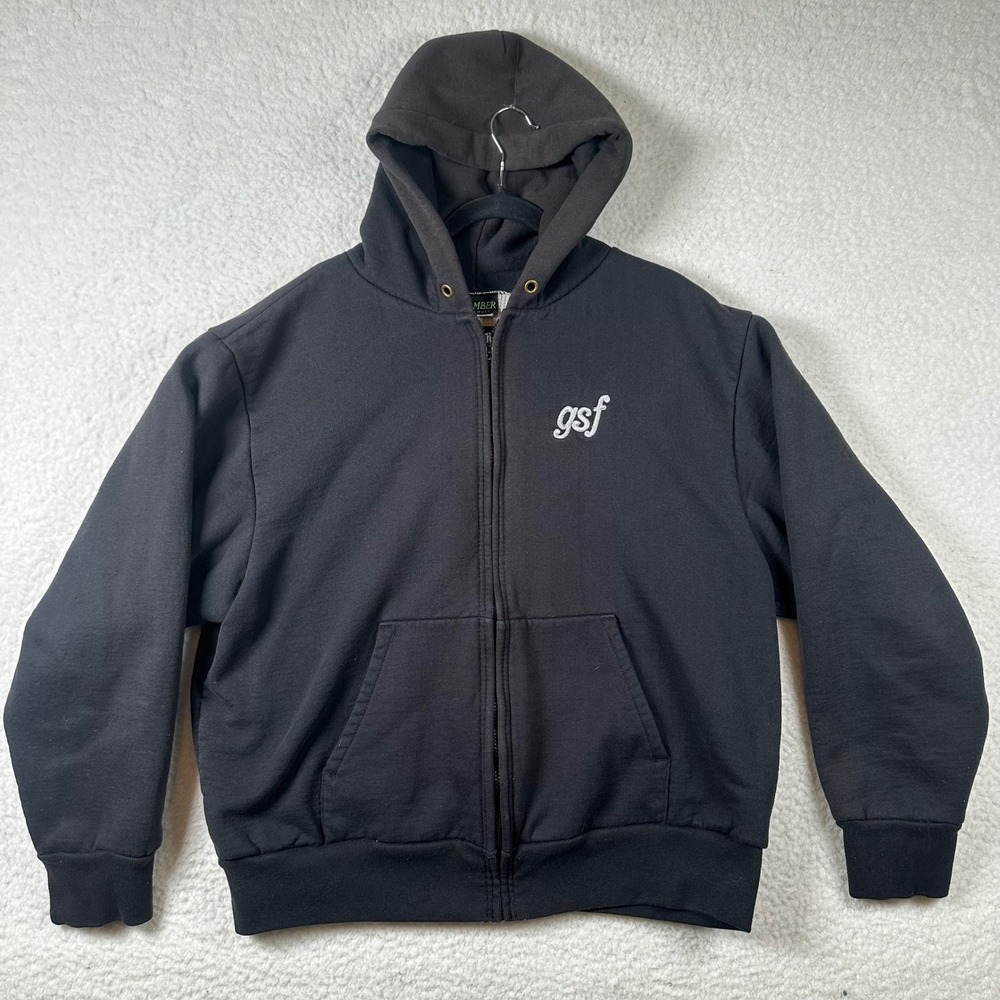 CAMBER USA Heavyweight Thermal Zip Hoodie Black GSF Mens XL Sweatshirt Made USA
